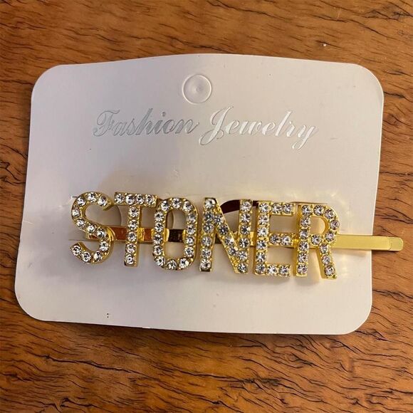 STONER Gold & Rhinestone Hair Clip - Picture 1 of 3